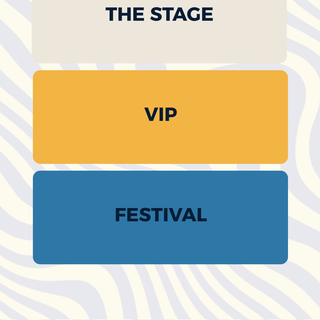 Layout panggung: The Stage, VIP, Festival.